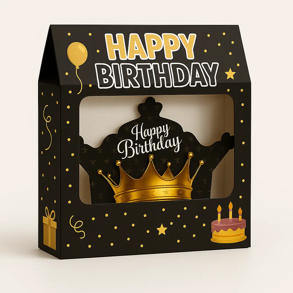 پک تم تولد تاج طلایی با رنگ مشکی و طلایی