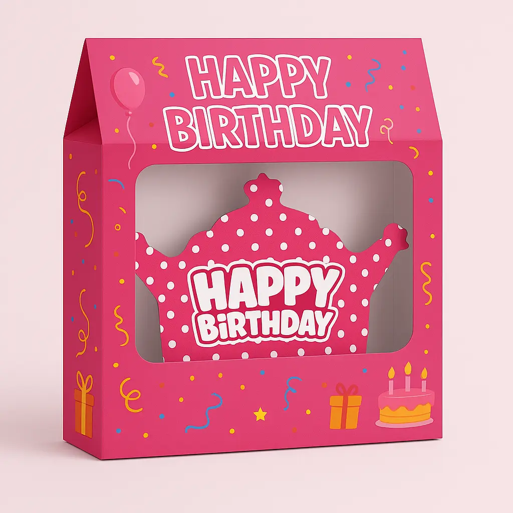 پک تم تولد خالدار صورتی با متن Happy Birthday