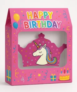 پک تم تولد تک شاخ صورتی و رنگینکمانی