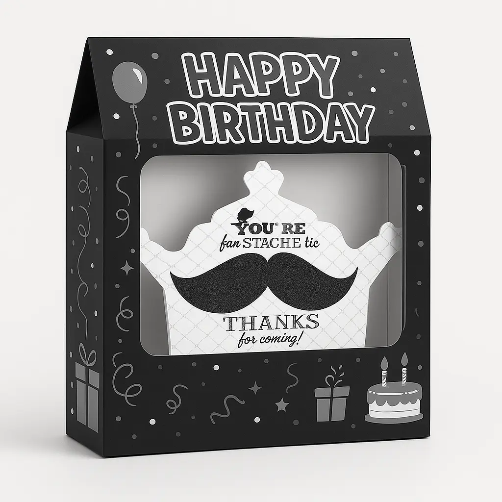 پک تم تولد سبیل با طراحی مشکی و سفید