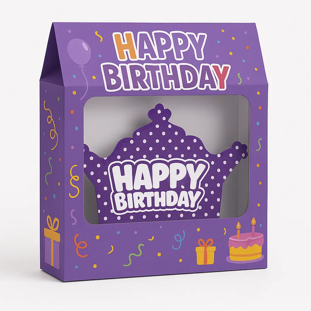 پک تم تولد خالدار بنفش با متن Happy Birthday