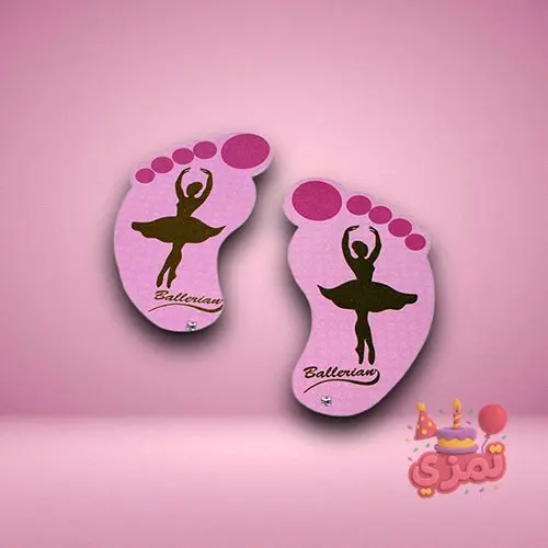 استیکر ردپا صورتی با طرح بالرین