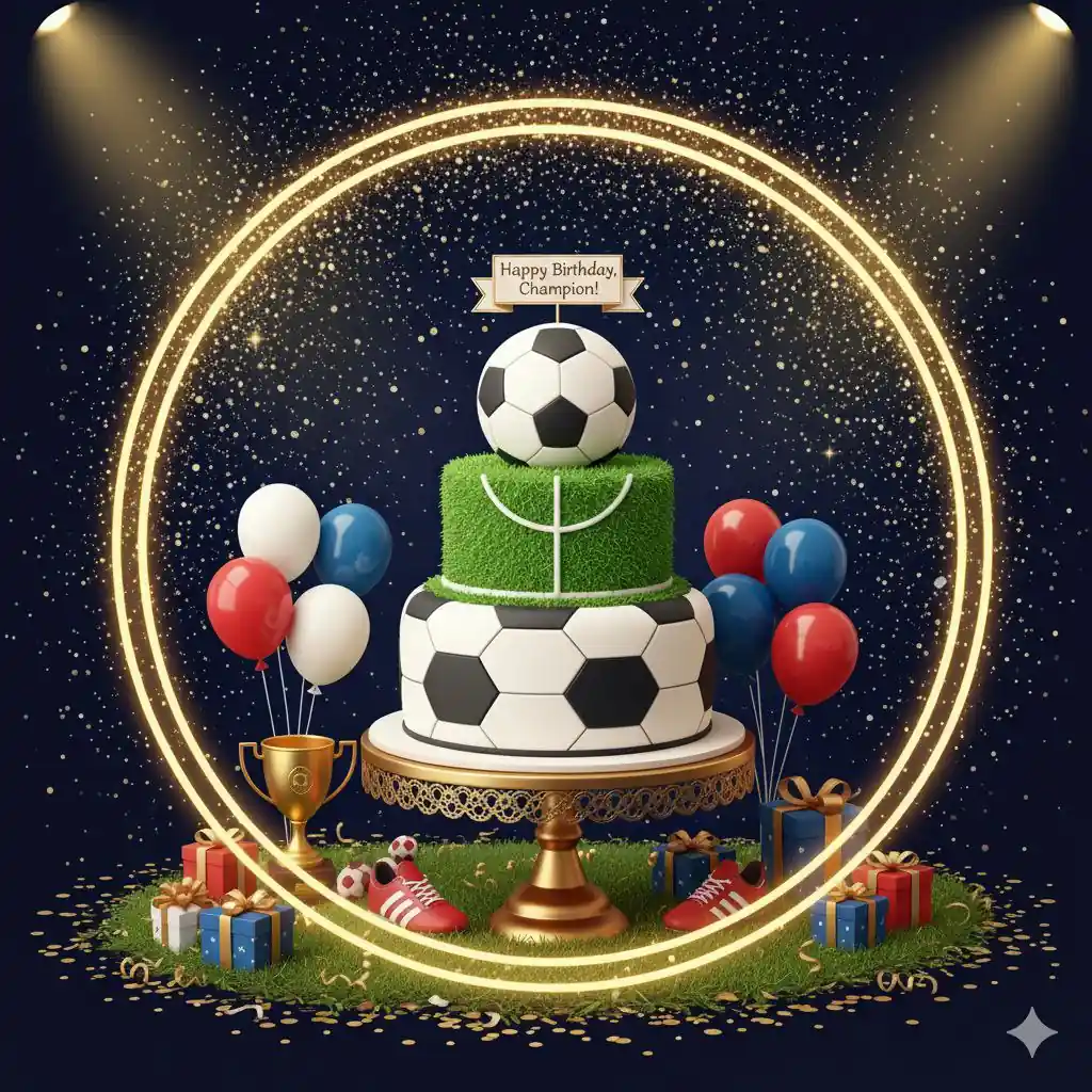 بنر دسته‌بندی تم تولد فوتبالی با کیک طرح توپ فوتبال در فروشگاه تم تولد تمزی