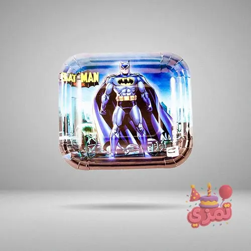 ظرف مقوایی مشکی و زرد با طرح لوگوی بتمن برای سرو میوه و کیک
