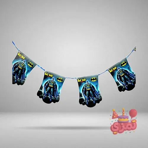 ریسه پرچم مشکی و زرد با طرح بتمن