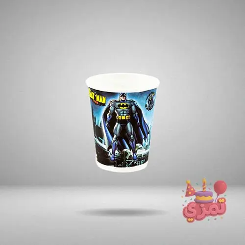 لیوان مقوایی مشکی و زرد با طرح لوگوی بتمن برای سرو نوشیدنی