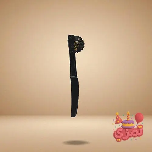 چاقوی یکبار مصرف مشکی و طلایی با طرح تاج