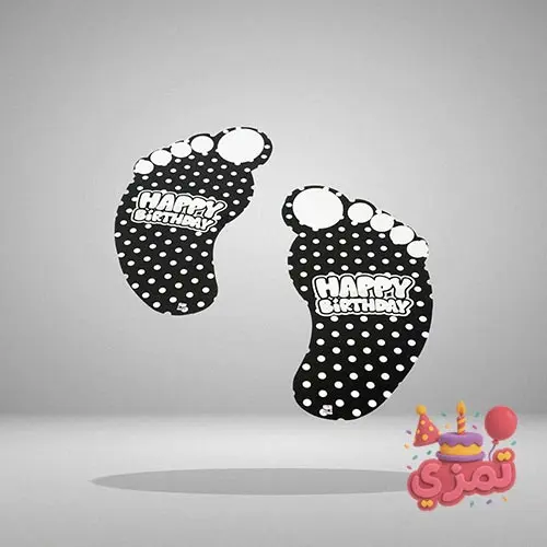 استیکر ردپا مشکی با طرح خالدار سفید