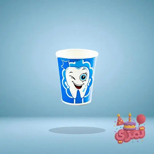 لیوان نوشیدنی آبی با طرح دندونی بامزه برای سرو میوه و کیک