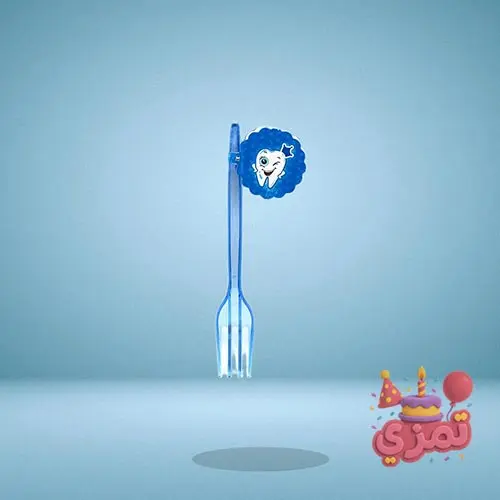 چنگال یکبار مصرف آبی با طرح دندونی