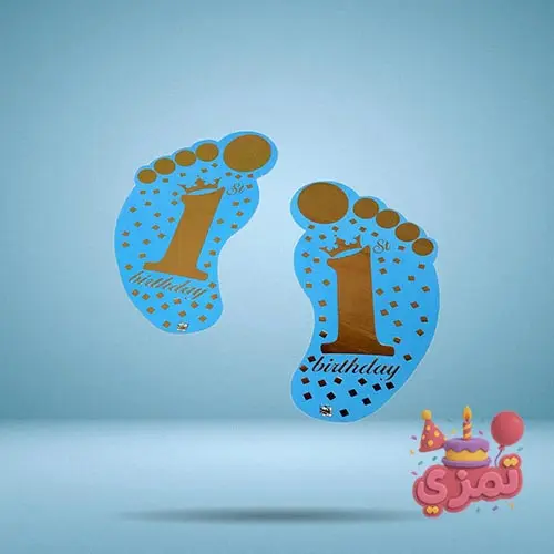 استیکر ردپا آبی و طلایی با عدد یک