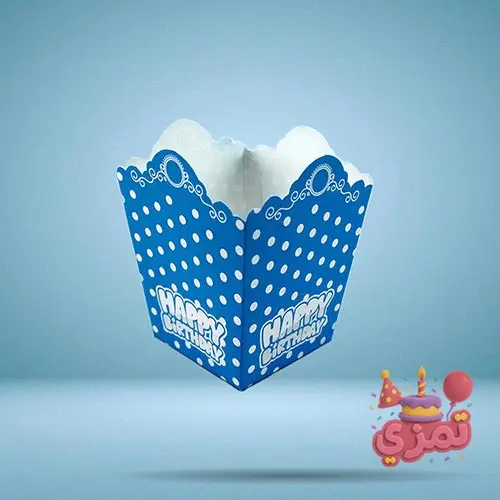 پاکت پاپکورن آبی با طرح خالدار سفید