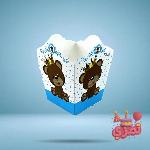 پاکت پاپکورن آبی با تصویر خرس تدی پسر