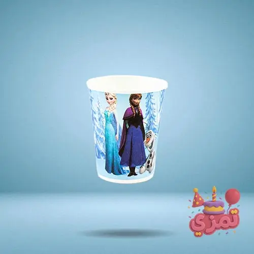 لیوان مقوایی آبی با طرح السا و آنا برای سرو نوشیدنی گرم و سرد