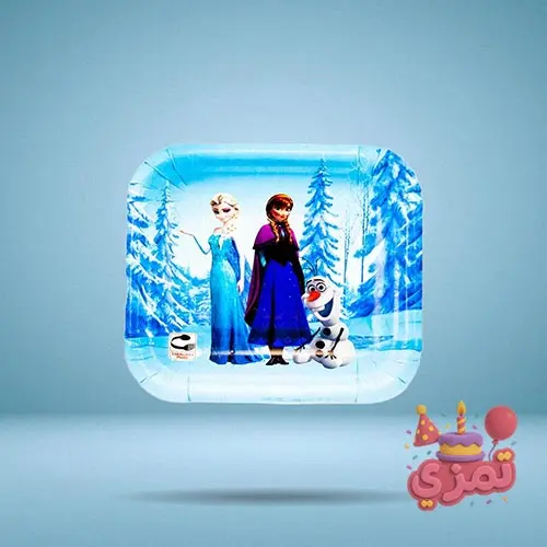 ظرف مقوایی آبی با طرح السا و آنا برای سرو میوه و کیک
