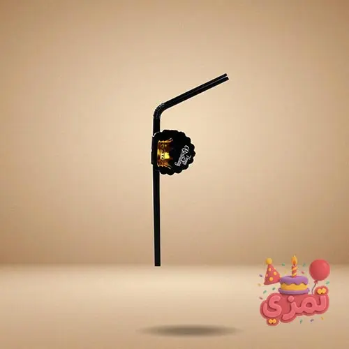 نی نوشیدنی مشکی و طلایی با طرح تاج