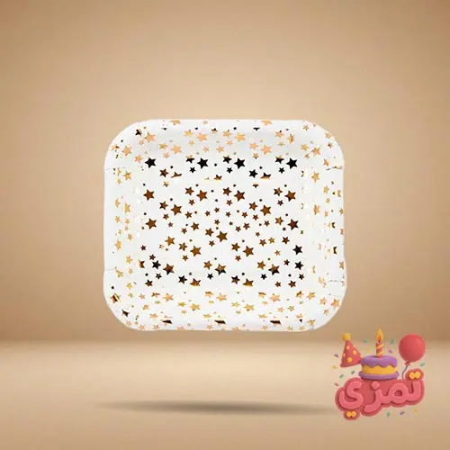 ظرف مقوایی سفید و طلایی با طرح ستاره برای سرو میوه و کیک