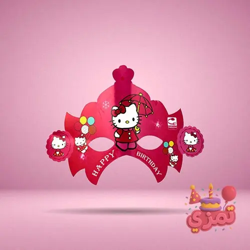 عینک کاغذی صورتی با طرح Hello Kitty