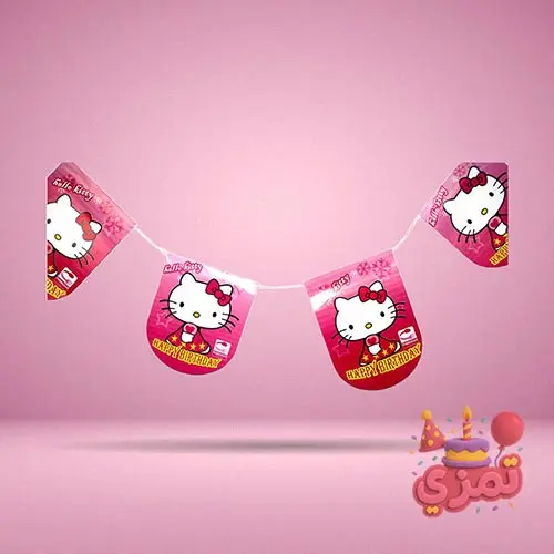 ریسه پرچم صورتی با طرح Hello Kitty