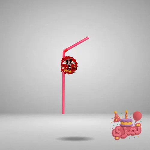 نی نوشیدنی قرمز و مشکی با طرح میکی موس