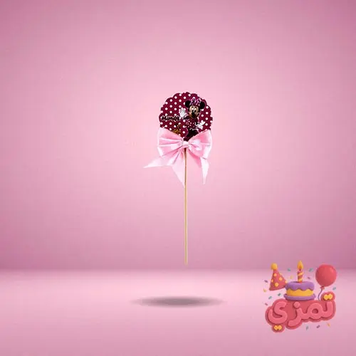 تاپر کیک صورتی با طرح Minnie Mouse