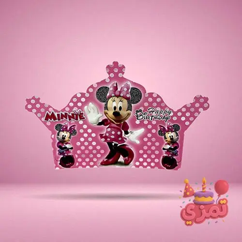 تاج کاغذی صورتی با طرح Minnie Mouse