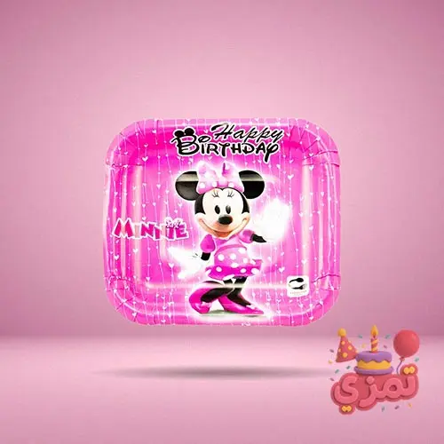 ظرف مقوایی صورتی و مشکی با طرح مینی موس برای سرو میوه و کیک