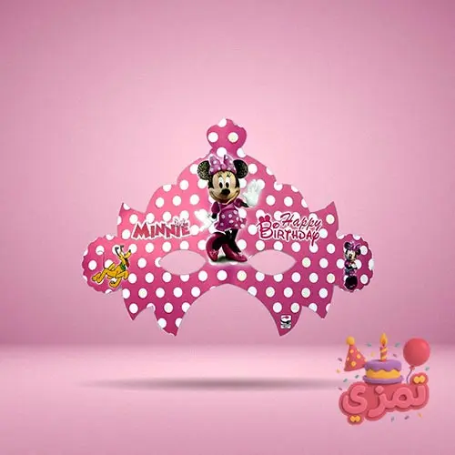 عینک کاغذی صورتی با طرح Minnie Mouse