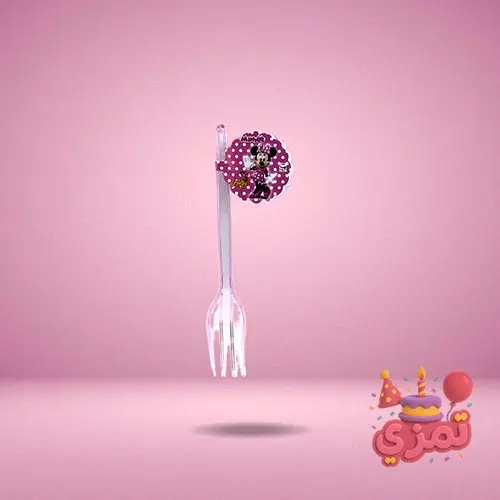 چنگال یکبار مصرف صورتی با طرح مینی موس