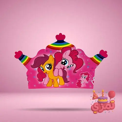 تاج کاغذی کودکانه با طرح پونی