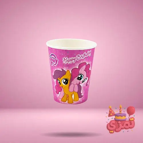 لیوان مقوایی رنگی با طرح پونی برای سرو نوشیدنی