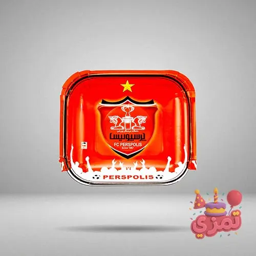 ظرف مقوایی قرمز با لوگوی پرسپولیس برای سرو میوه و کیک