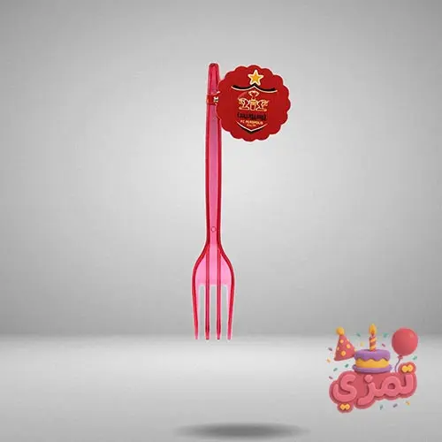 چنگال یکبار مصرف قرمز با طرح پرسپولیس