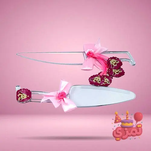ست کفگیر و چاقو صورتی با طرح Baby Girl