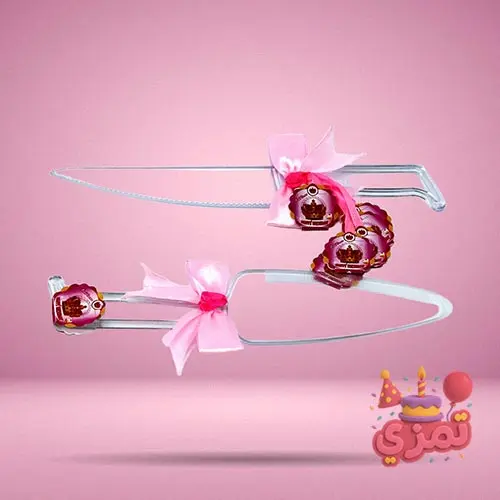 ست کفگیر و چاقو کیک با طرح تاج صورتی