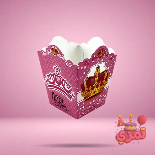پاکت پاپکورن صورتی با طرح تاج طلایی