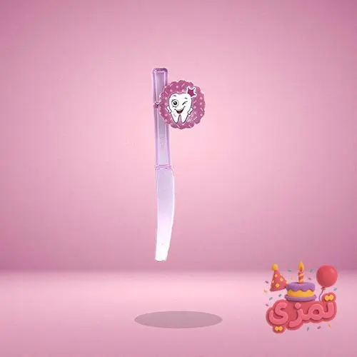 چاقوی یکبار مصرف صورتی با طرح دندان کارتونی