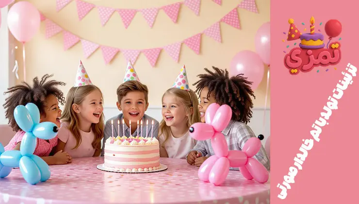 تزیینات جشن تولد با تم خالدار صورتی جشن تولد کودکان با تزیینات تم تولد خالدار صورتی