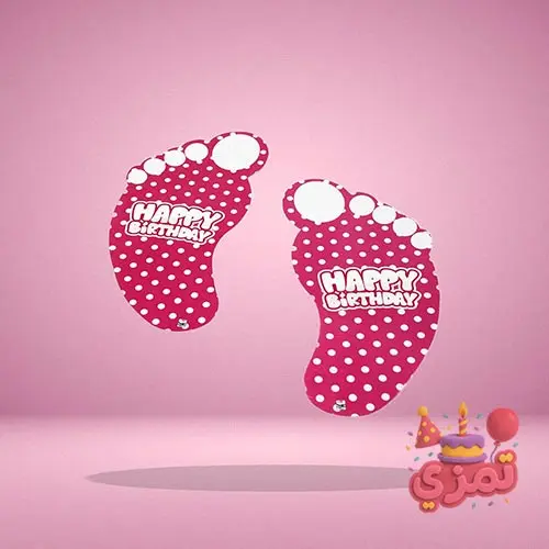 استیکر ردپا صورتی با طرح خالدار سفید