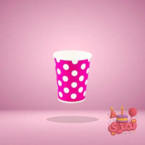 ظرف مقوایی صورتی با طرح خالدار سفید برای سرو میوه و کیک