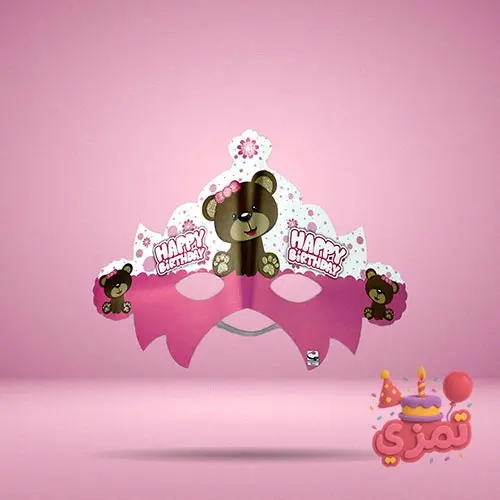 عینک کاغذی صورتی با طرح تدی دختر