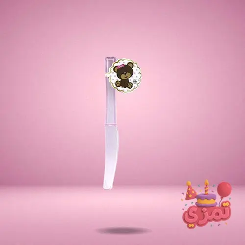 چاقوی یکبار مصرف صورتی با طرح تدی دختر