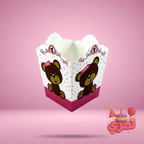 پاکت پاپکورن صورتی با طرح خرس تدی دختر