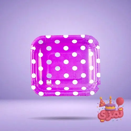 ظرف مقوایی بنفش با طرح خالدار سفید برای سرو میوه و کیک