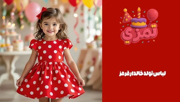 لباس تولد خالدار قرمز لباس دخترانه خالدار قرمز مناسب جشن تولد