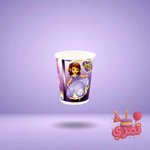 لیوان سوفیا مقوایی بنفش با طرح پرنسس سوفیا