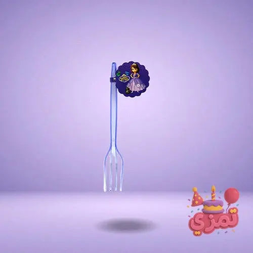 چنگال یکبار مصرف بنفش با طرح پرنسس سوفیا