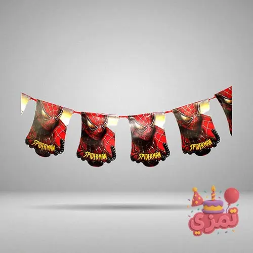 ریسه پرچم قرمز و آبی با طرح مرد عنکبوتی