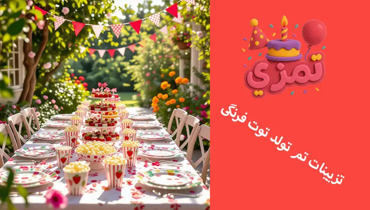 تزیینات تم تولد توت فرنگی دکور جشن تولد دخترانه با وسایل تم توت فرنگی