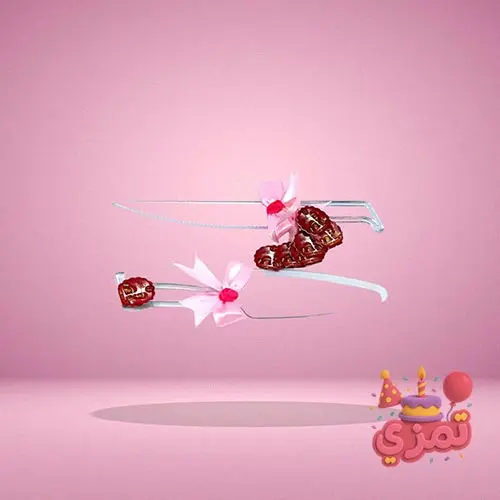 ست کفگیر و چاقو کیک صورتی با طرح دختر توتفرنگی